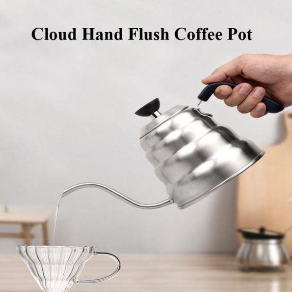 

304 stainless steel mocha hand cloud pot portable coffee kettle kitchen tools with thermometer q0109