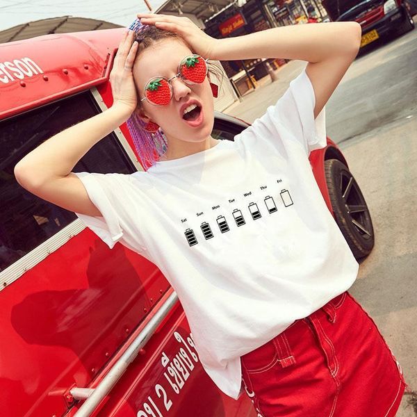 

showtly energy meter of the week women t shirt funny live cute tee fashion style female plus size t shirts, White