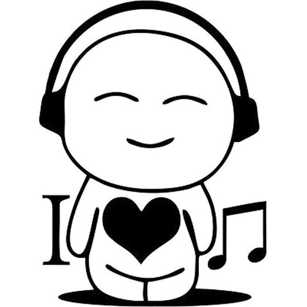 

10x13.6cm i love music cartoon car sticker car-styling accessories vinyl decal black/silver s8-0422