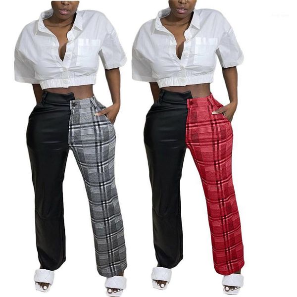 

young party lady fashion grid print skinny pants tight office lady fashion sheath trouser1, Black;white