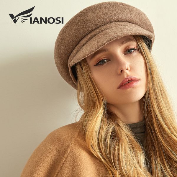 

vianosi new fashion beret hat women wool winter rhinestone caps female solid color thick warm gorros 201027, Blue;gray
