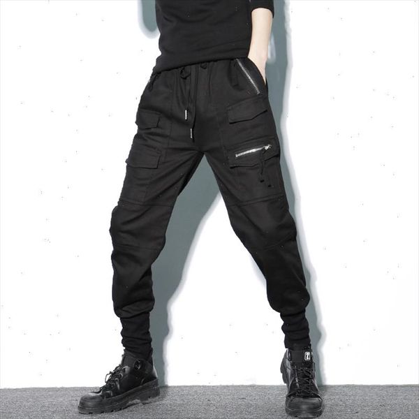 

streetwear joggers harem pants men cotton black zippers pockets man sweatpants casual slim spring cargo mens joggers pants