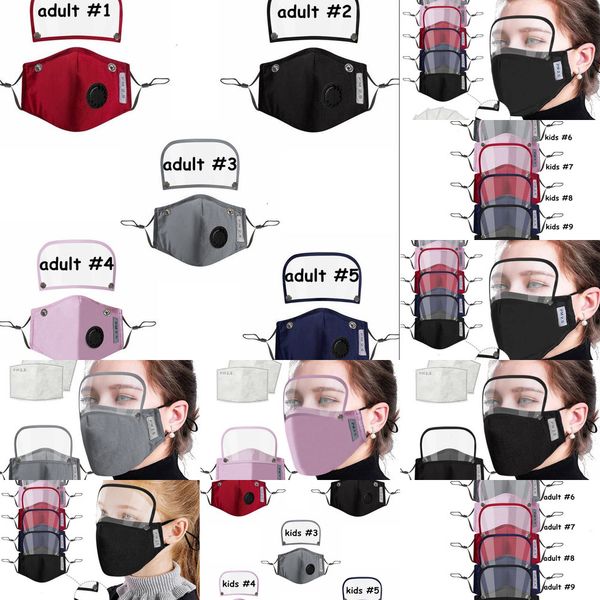 

factory in 1 mouth removable eye shield kids valve face mask with 2pcs filter anti-dust protective masks lsk403 --1 2 pxmk2