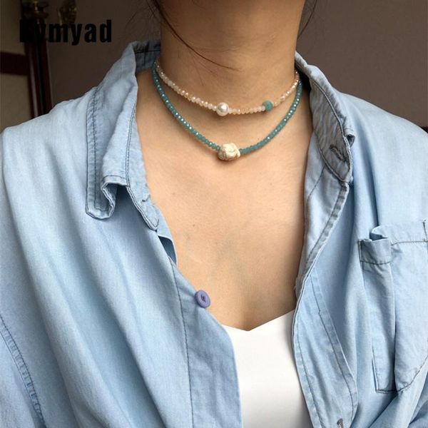 

kymyad crystal beads necklace women bohemian choker necklaces for womens collier femme jewelry resin stone necklace collares, Golden;silver