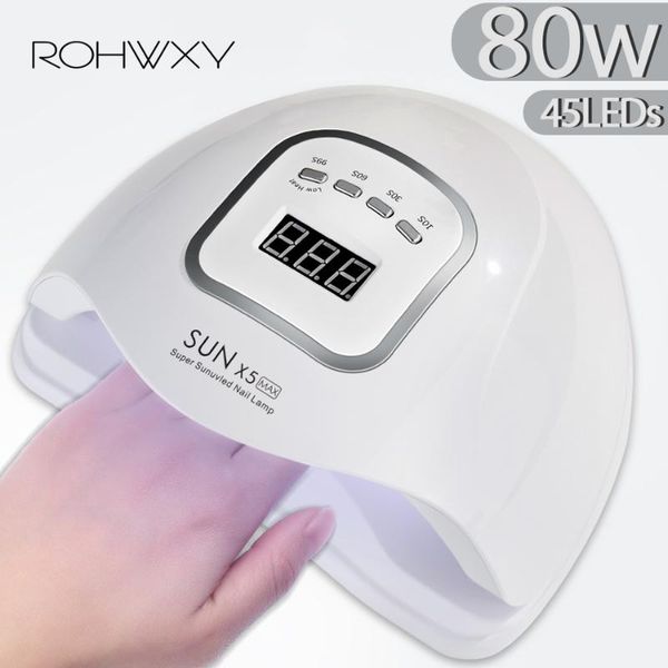

nail dryers rohwxy dryer machine for manicure uv led lamp all curing gel varnishes 80w ice art design tools