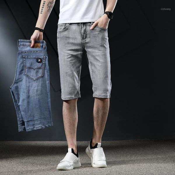 

men's jeans summer denim shorts men's plus size 40 classic casual cotton high-quality straight business denim1, Blue