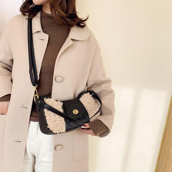 

french women's autumn / winter 2020 new underarm bag fashion patchwork single shoulder baguette bags phone packet b614