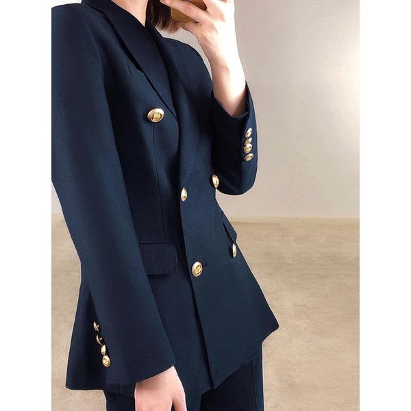 

women's two piece pants wool worsted high-end suit women 2021 fashion temperament nine-point two-piece ladies, White