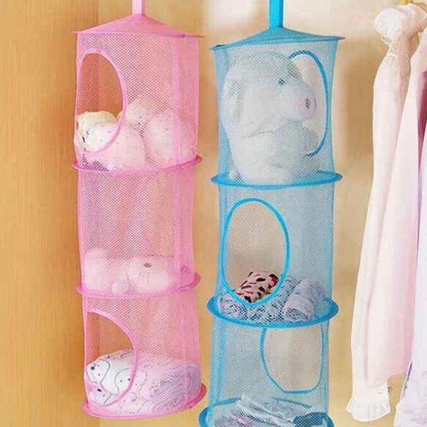

3 shelf hanging storage net organizer bag bedroom door wall closet organizers
