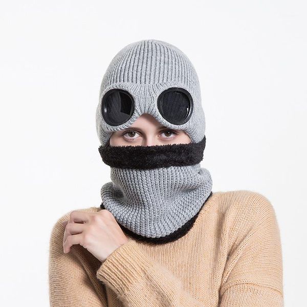 

winter women aliens knitted beanies hats thick warm beanie skullies hat female knit bonnet beanie caps outdoor neckerchief cap1, Blue;gray