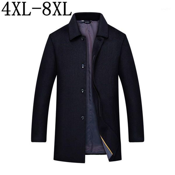 

plus size 10xl 8xl 6xl 2018 new business casual long wool coat men mens single breasted overcoat male jacket1, Black