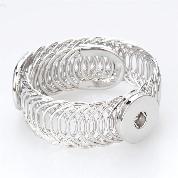 

new snap jewelry 12mm 18mm rose gold silver color cuff snap button bracelet bangle adjustable size bracelet for men wom bbyjjz, Golden;silver