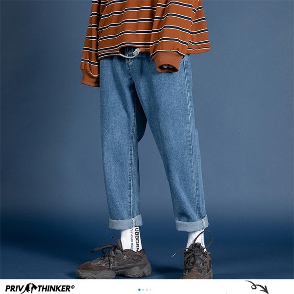 

privathinker men streetwear blue jeans women black jeans korean fashions harem pants male denim pants oversize 201223