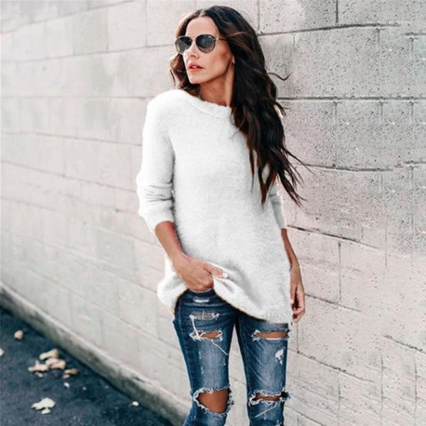 

women's sweaters casual crew neck warm home women knitted sweater autumn winter street long sleeve daily polyester dating shopping pull, White;black