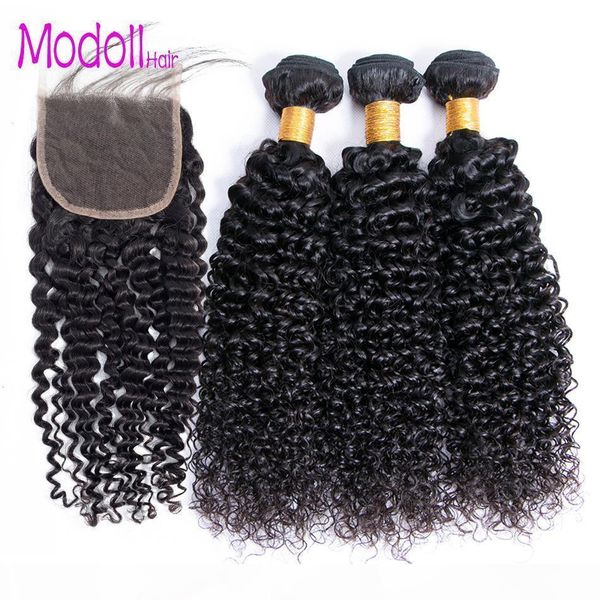 

brazilian kinky curly human hair bundles with closure curly remy human hair bundles with closure 3 4 bundles hair with closure, Black;brown