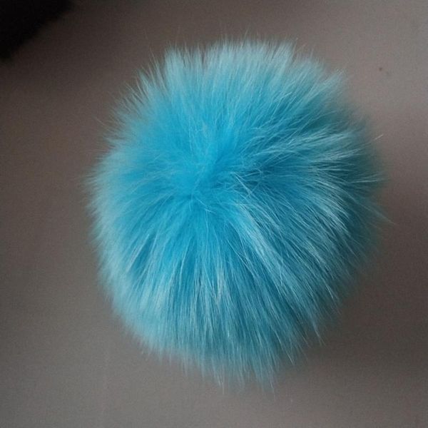 

10cm nature genuine fur ball pom pom fluffy diy winter hat skullies beanies knitted cap pompoms f008-seablue, Blue;gray
