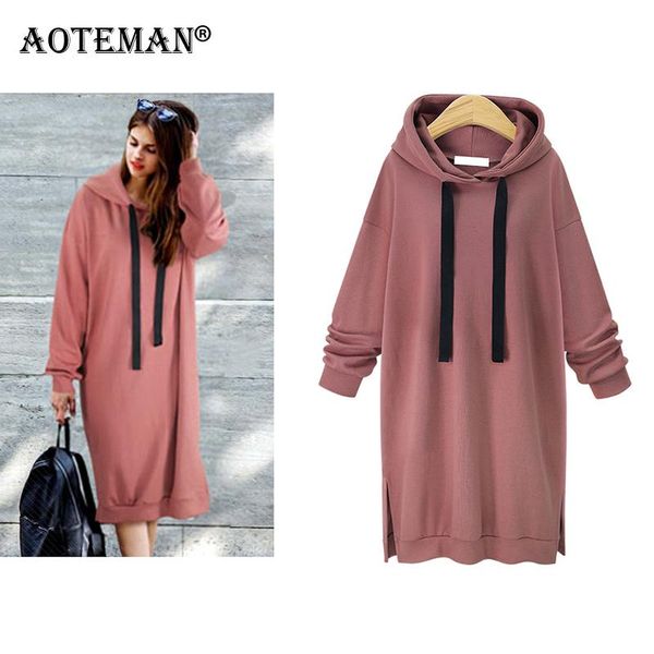 

autumn winter sweatshirt women 2020 casual vintage long hoodie sweatshirt female solid loose pullover sweatshirts coats ll128, Black