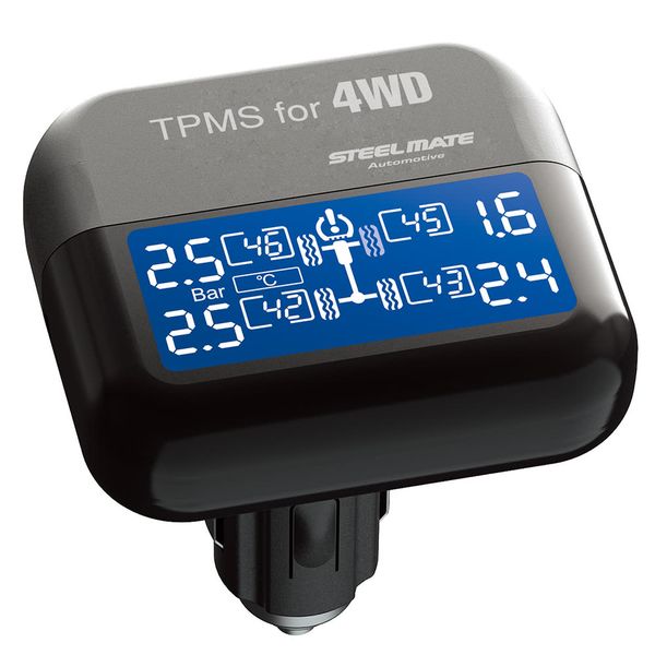 

steelmate tp-03s tpms tire pressure monitoring system with adjustable lcd display cigarette plug 4 valve-cap external sensors bar psi car