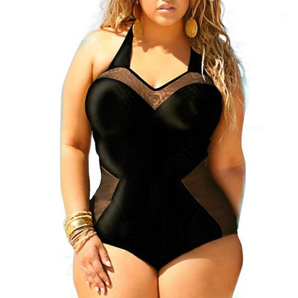 

one piece swimsuit women 2020 new summer beachwear mesh plus size swimwear bathing suits high waisted monokini bodysuit1, White;black