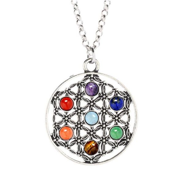 

reiki 7 crystal beads chakra natural stone pendant yoga meditation quartz crystal necklace healing point pendant wom jllawl, Black