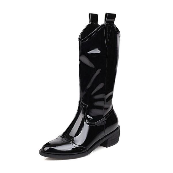 

boots big size pointed and simple medium women woman winter shoes botas, Black