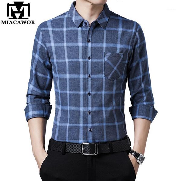 

miacawor new original plaid shirts men cotton spring autumn long sleeve shirts men casual slim fit camisa masculina c6851, White;black