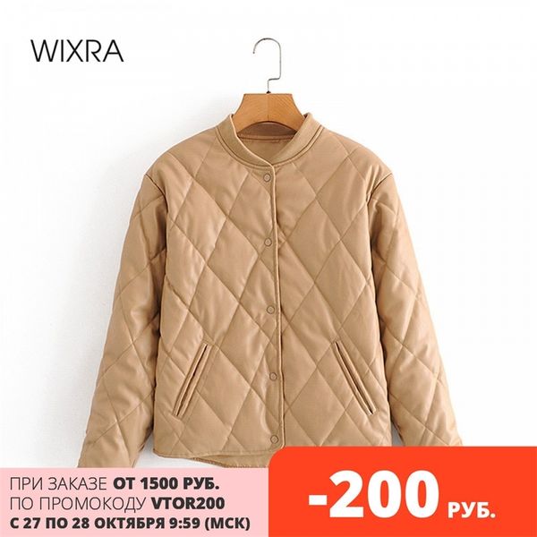 

wixra womens winter cotton coat female autumn single breasted warm lingge collarless coat female slim jackets 201029, Black;brown