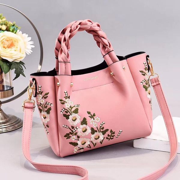 

capsella 8 color women crossbody bags embroidery flowers satchel fashion pu leather ladie shoulder bag party messenger bags