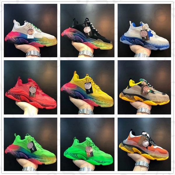 

multicolor rainbow luxury designer dad shoes paris crystal bottom platform triple sneakers men women vintage kanye old grandpa low trainer, White;red