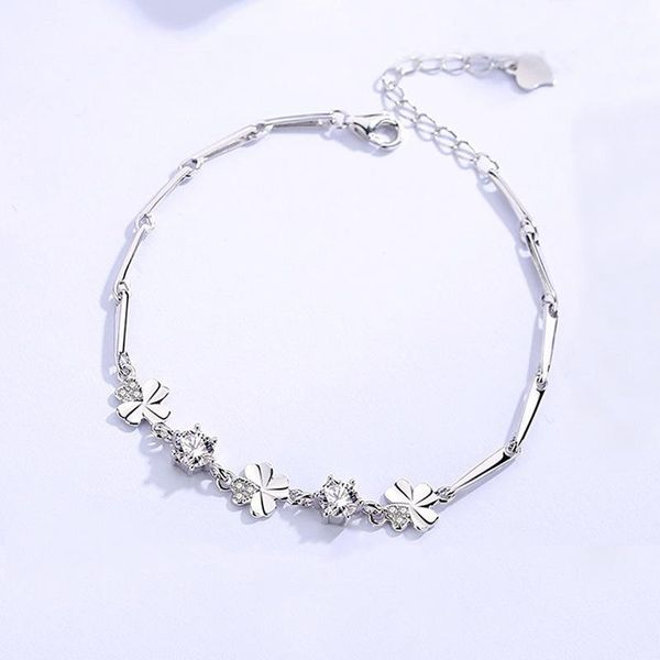 

master--women fashion s925silver leaf design chain bracelet good gift for lady1, Black
