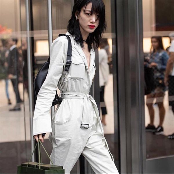 

2020 new club denim women's long-sleeve winter autumn female overalls 9yu9, Black;white