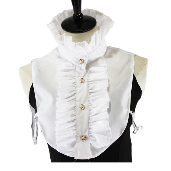 

womens victorian vintage palace half shirt blouse stand-up ruffles fake collar womens v qylswb, White