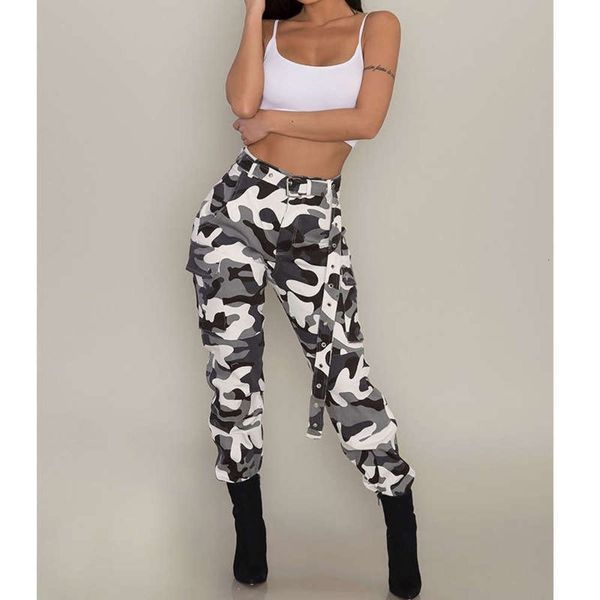 

autumn leg binding camouflage overalls women's casual pants, Black;gray