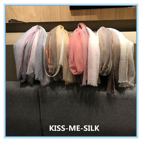 

kms color-edged lamb wool scarf shawl comfortable and warm water-soluble wool casual color-blocking scarf shawl 100*210cm/80g1, Blue;gray