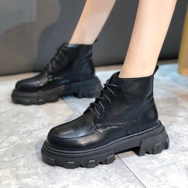 

lolita boots women's rubber shoes rain boots-women winter footwear lace up round toe ankle ladies 2021 med autumn rock fabric, Black