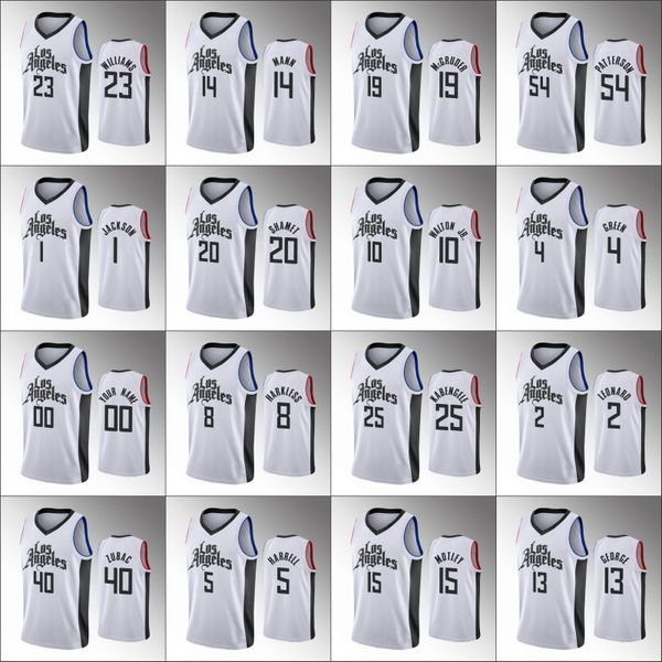 

лос-анджелес ножницы мужчины кауай леонард пол джордж лу уильямс монресл харрелл белый nba 2020 на заказ джерси, Black