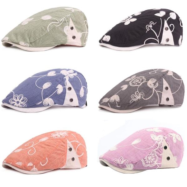

women floral cabbie golf driving cap casual outdoor adjustable ladies beret hat hatcs0320, Blue;gray