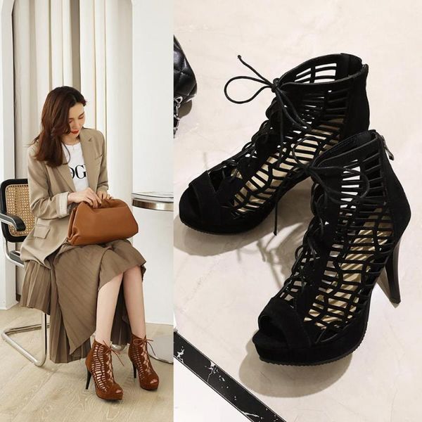 

dress shoes super high  cm thin heels women pumps ankle cross strap sandals woman ladies pointed toe party, Black