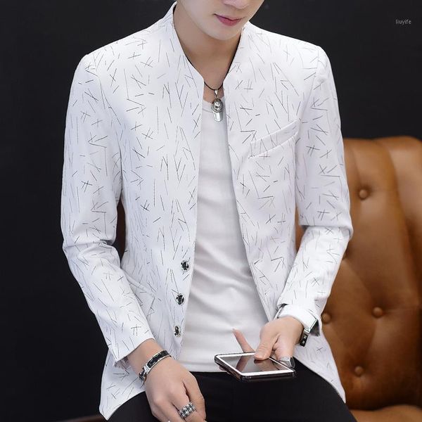 

chinese style mens slim fit blazer men design plus size tunic man casual male slim fit suit jacket singer costume 6xl 5xl1, White;black