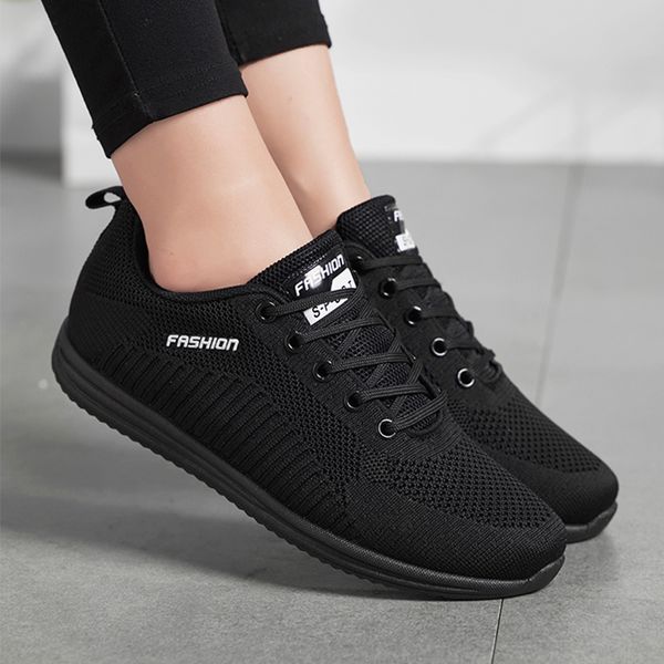 

sport women lightweight running casual shoes breathable walking sneakers non-slip jogging mesh comfortable zapatilla mujer, Black