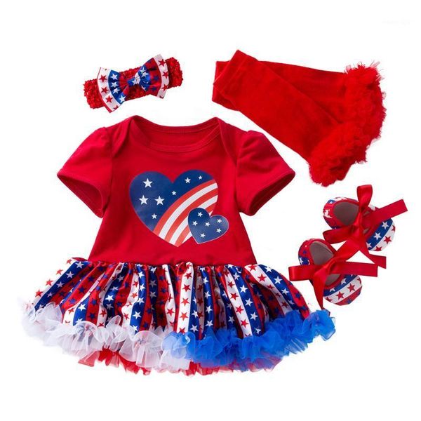 

girl's dresses 0-24m born baby girl summer clothes set short sleeve romper pettiskirt cotton rompers independence day festival party dr, Red;yellow