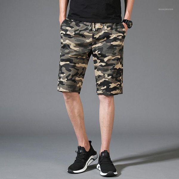 

men summer camouflage pants new fashion mid waist pocket drawstring casual streetwear male shorts bodybuilding short pants plus1, White;black