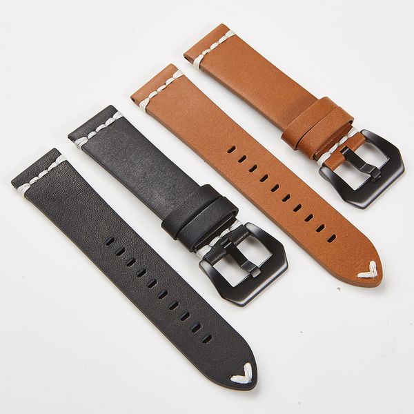 

18/20/21/22/24mm handmade genuine leather watchbands watch steel pin buckle watch strap wrist belt bracelet, Silver