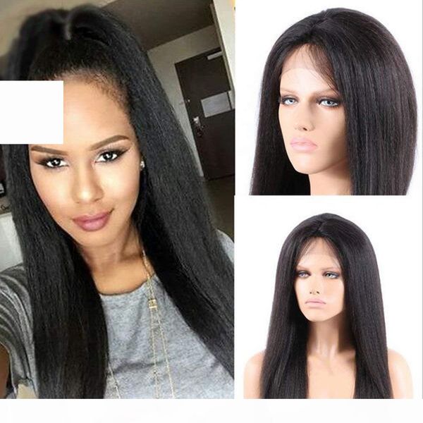 

italian yaki 360 lace frontal wig pre plucked brazilian remy lace human hair wigs for black women 130% density 16inch, Black;brown