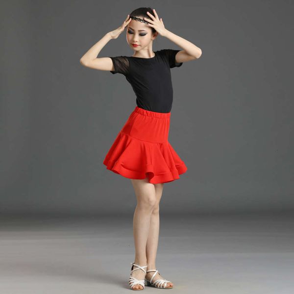 

ballet girls' dance training drs split children's latin skirt, Blue