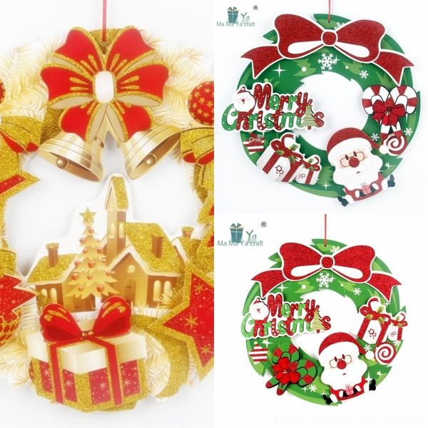 

r1w8h christmas door hanging creative decoration christmas wreath door hanging l mall window decoration three-dimensional adhes paper adh