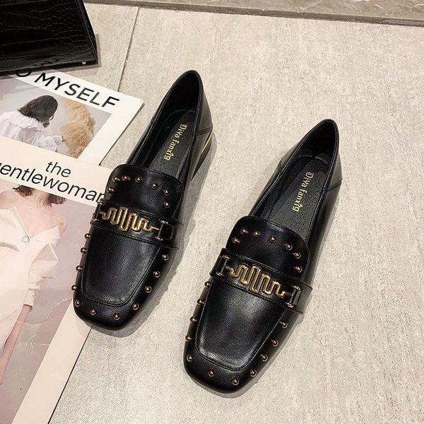

college style new women's shoes, british style, all-match shoes, small leather one-legged leather shoes x713, Black