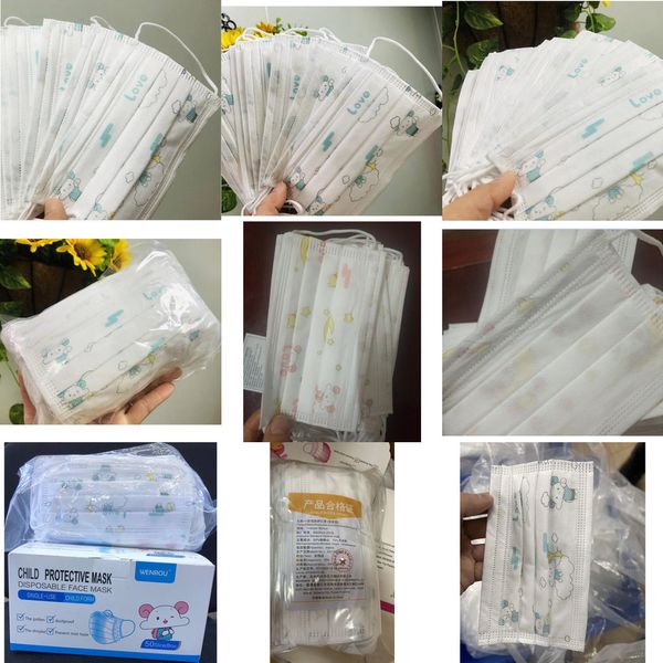 

3 disposable children layers kids protective mask cute face mouth mask to safety dustproof chil bxtibxti omwy