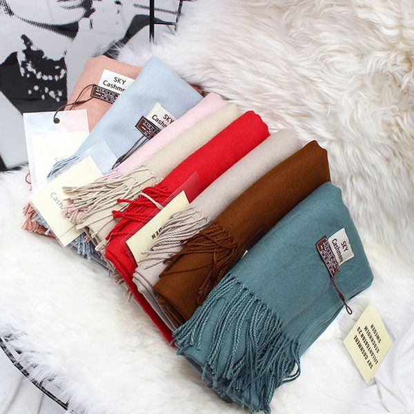 

winter soft warm cashmere scarf for women wool scarves black men's cashmere scarves female shawl red pashmina 201026, Blue;gray