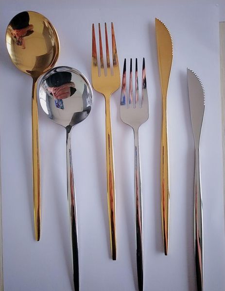 

stainless steel mirror tableware gold knife meal spoon fork tea spoon flatware simple exquisite western dinner cutlery hha690 jllvnzn